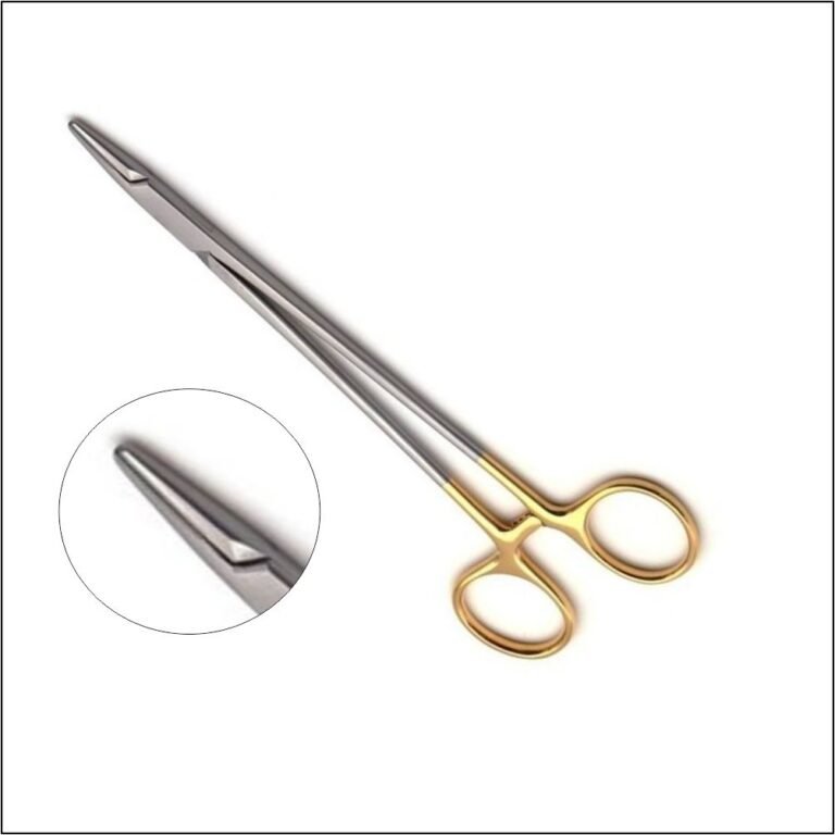 Crile-Wood needle holder used in surgical procedures for holding needles while suturing.